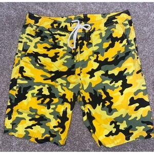 MENS FOREVER 21 CAMOUFLAGE Digital PRINT CARGO Yellow Black Green SHORTS SIZE 32